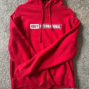 ZUMIES RED OBEY INT HOODIE LARGE UNIsex
